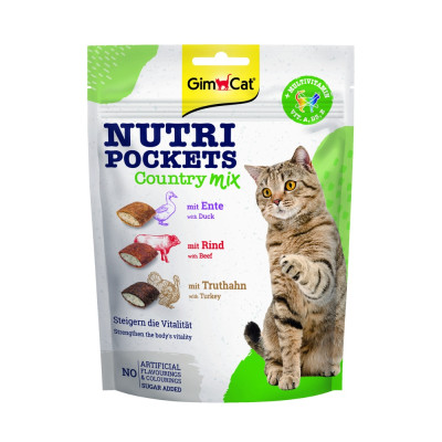 Ласощі вітамінні GimCat Nutri Pockets Кантрі мікс для котів з качкою яловичиною та індичкою 150 г Ласощі вітамінні GimCat Nutri Pockets Кантрі мікс для котів з качкою яловичиною та індичкою 150 г
