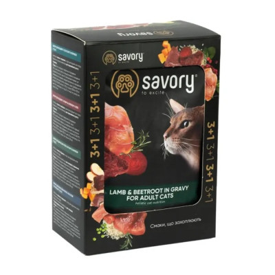 Набір паучів Savory Adult Cats with Lamb and Beetrot in Gravy 3+1 Набір паучів Savory Adult Cats with Lamb and Beetrot in Gravy 3+1