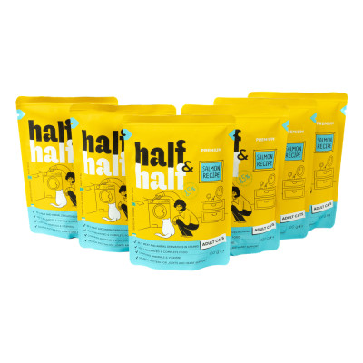 Набір паучів HalfHalf д/дорослих котів лосось/желе 5+1 Набір паучів HalfHalf д/дорослих котів лосось/желе 5+1