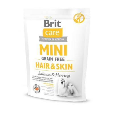 Сухий корм Brit Care GF Mini Hair & Skin для собак мініатюрних порід, для шкіри та шерсті, з лососем та оселедцем, 400 г Сухий корм Brit Care GF Mini Hair & Skin для собак мініатюрних порід, для шкіри та шерсті, з лососем та оселедцем, 400 г