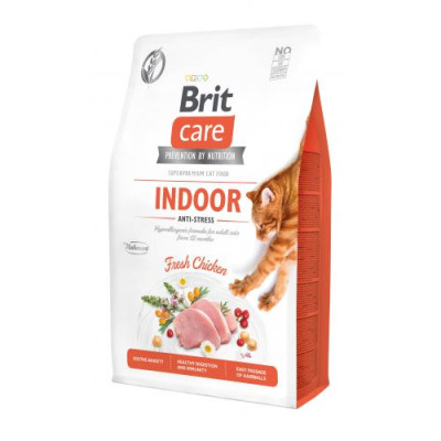 Сухий корм Brit Care Cat GF Indoor Anti-stress для котів, які постійно живуть у приміщенні, курка, 2 кг Сухий корм Brit Care Cat GF Indoor Anti-stress для котів, які постійно живуть у приміщенні, курка, 2 кг