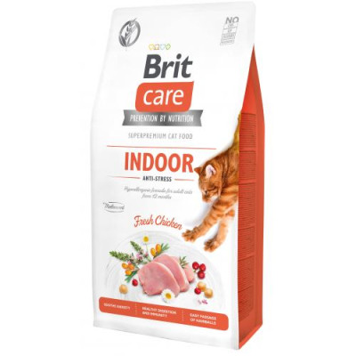 Сухий корм Brit Care Cat GF Indoor Anti-stress для котів, які постійно живуть у приміщенні, курка, 7 кг Сухий корм Brit Care Cat GF Indoor Anti-stress для котів, які постійно живуть у приміщенні, курка, 7 кг