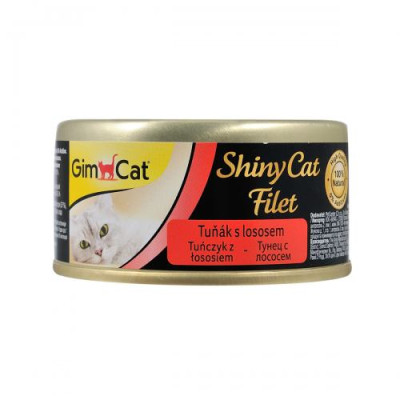Вологий корм GimCat Shiny Cat Filet для котів, тунець та лосось, 70 г Вологий корм GimCat Shiny Cat Filet для котів, тунець та лосось, 70 г