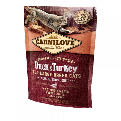 Корм сухий Carnilove Cat Large Breed для дорослих котів великих порід з качкою та індичкою 400 г Корм сухий Carnilove Cat Large Breed для дорослих котів великих порід з качкою та індичкою 400 г