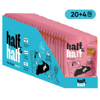 НАБІР Корм вологий Half&Half для кошенят з куркою та гарбузом в соусі 20+4 шт х 85г.
