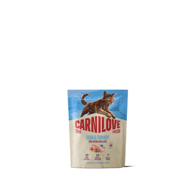 Корм сухий Carnilove True Fresh Fish & Turkey Sterilised для стерилізованих котів риба та індичка 400 г Корм сухий Carnilove True Fresh Fish & Turkey Sterilised для стерилізованих котів риба та індичка 400 г