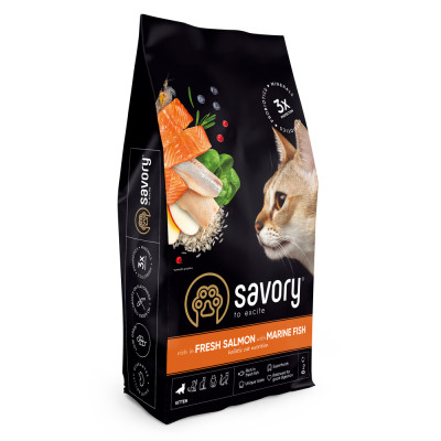 Корм сухий Savory Kitten rich in Fresh Salmon with Marine Fish для кошенят всіх порід зі свіжим лососем та морською рибою 8