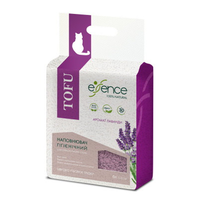 Наповнювач гігієнічний Essence для котячого туалету натуральний з тофу з ароматом лаванди гранула 2 мм 6 л Наповнювач гігієнічний Essence для котячого туалету натуральний з тофу з ароматом лаванди гранула 2 мм 6 л
