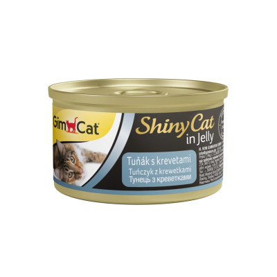 Корм вологий GimCat Shiny Cat для котів з тунцем та креветками в желе 70 г Корм вологий GimCat Shiny Cat для котів з тунцем та креветками в желе 70 г