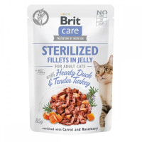 Корм вологий Brit Care Fillets in Jelly Hearty Duck and Turkey Sterilized д/стерилізованих котів філе в желе з качкою та інд