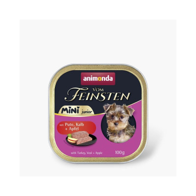 Корм вологий Animonda Vom Feinsten Mini Junior для цуценят дрібних порід з індичкою, телятиною та яблуком 100 г
