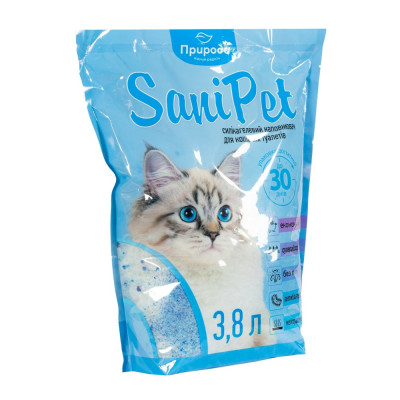Наповнювач Sani Pet для котячого туалету силікагелевий 3,8 л Наповнювач Sani Pet для котячого туалету силікагелевий 3,8 л