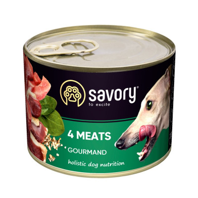 Корм вологий Savory Dog Gourmand 4 meats паштет для дорослих собак усіх порід з чотирма видами м’яса 200 г Корм вологий Savory Dog Gourmand 4 meats паштет для дорослих собак усіх порід з чотирма видами м’яса 200 г