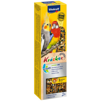 Ласощі Vitakraft Kracker Original Feather Care крекер для середніх папуг та ара у період линьки 2 шт/уп Ласощі Vitakraft Kracker Original Feather Care крекер для середніх папуг та ара у період линьки 2 шт/уп