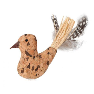 Іграшка Eastland Пташка з котячою м'ятою для котів, із натуральної пробки та плюшу, 7х6.5 см