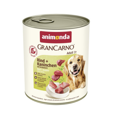Корм вологий GranCarno Adult Beef Rabbit with Herbs для дорослих собак з яловичиною кроликом і травами 800 г Корм вологий GranCarno Adult Beef Rabbit with Herbs для дорослих собак з яловичиною кроликом і травами 800 г