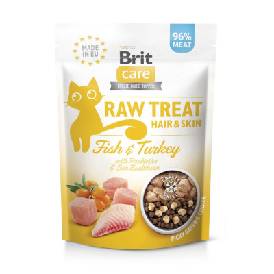 Ласощі Brit Raw Treat Freeze-dried Hair and Skin д/котів д/шерсті риба та індичка 40 г Ласощі Brit Raw Treat Freeze-dried Hair and Skin д/котів д/шерсті риба та індичка 40 г