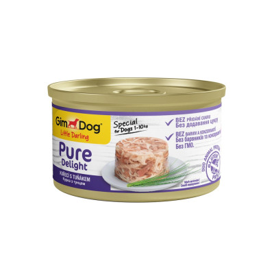 Корм вологий GimDog Pure Delight для собак мініатюрних порід з куркою та тунцем 85 г Корм вологий GimDog Pure Delight для собак мініатюрних порід з куркою та тунцем 85 г