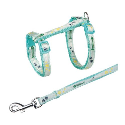Шлейка з повідцем Trixie для кошенят, з рибками, нейлон, 23–39 см/10 мм (кольори в асортименті) Шлейка з повідцем Trixie для кошенят, з рибками, нейлон, 23–39 см/10 мм (кольори в асортименті)