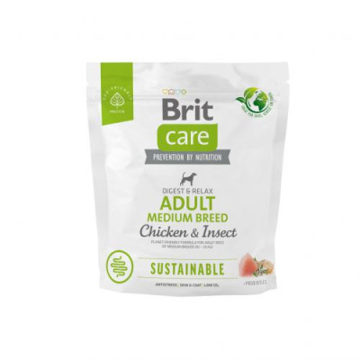 Сухий корм Brit Care Dog Sustainable Adult Medium Breed для собак середніх порід, з куркою та комахами, 1 кг Сухий корм Brit Care Dog Sustainable Adult Medium Breed для собак середніх порід, з куркою та комахами, 1 кг