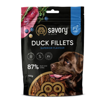 Джерки Savory Fillet Turkey With Duck, філе індички з качкою, 100 г Джерки Savory Fillet Turkey With Duck, філе індички з качкою, 100 г