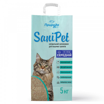 Наповнювач Природа Sani Pet для котячого туалету бентонітовий середня гранула 5 кг Наповнювач Природа Sani Pet для котячого туалету бентонітовий середня гранула 5 кг