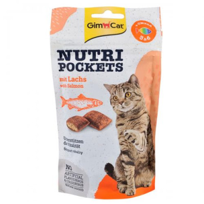 Вітамінні ласощі GimCat Nutri Pockets для котів, лосось, 60 г Вітамінні ласощі GimCat Nutri Pockets для котів, лосось, 60 г