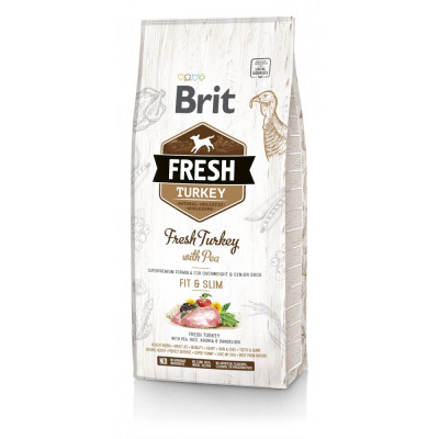 Корм сухий Brit Fresh Turkey/Pea Fit and Slim для собак похилого віку і зайвою вагою з індичкою та горохом 12 кг