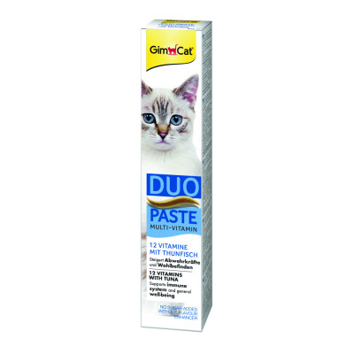 Паста GimCat DUO PASTE Multi-vitamin 12 vitamins with tuna для котів усіх порід 12 вітамінів та тунець 50г Паста GimCat DUO PASTE Multi-vitamin 12 vitamins with tuna для котів усіх порід 12 вітамінів та тунець 50г