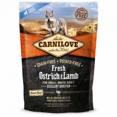 Сухий корм Carnilove Fresh Ostrich & Lamb для дорослих собак дрібних порід, ягня та страус, 1,5 кг Сухий корм Carnilove Fresh Ostrich & Lamb для дорослих собак дрібних порід, ягня та страус, 1,5 кг