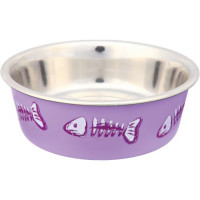 Миска Trixie для котів на гумовій основі, металева з пластиковим покриттям, 12 см, 250 мл