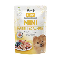 Корм вологий Brit Care Mini для дорослих собак мініатюрних порід філе з кроликом та лососем в соусі 85 г Корм вологий Brit Care Mini для дорослих собак мініатюрних порід філе з кроликом та лососем в соусі 85 г