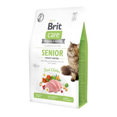 Сухий корм Brit Care Cat GF Senior Weight Control для котів похилого віку з надмірною вагою, курка, 2 кг Сухий корм Brit Care Cat GF Senior Weight Control для котів похилого віку з надмірною вагою, курка, 2 кг