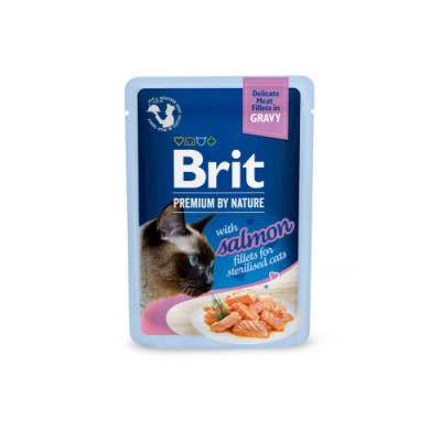 Корм вологий Brit Premium Delicate Fillets in Gravy Salmon For Sterilised для стерилізованих котів філе в соусі лосось 85 г Корм вологий Brit Premium Delicate Fillets in Gravy Salmon For Sterilised для стерилізованих котів філе в соусі лосось 85 г