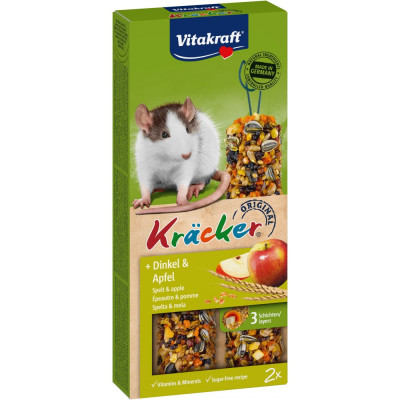 Ласощі Vitakraft Kracker Original Spelt and Apple крекер для декоративних гризунів і щурів із зерном та фруктами 2 шт/уп Ласощі Vitakraft Kracker Original Spelt and Apple крекер для декоративних гризунів і щурів із зерном та фруктами 2 шт/уп
