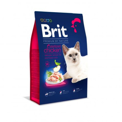 Сухий корм Brit Premium Cat by Nature Sterilised для стерилізованих котів, з куркою, 8 кг Сухий корм Brit Premium Cat by Nature Sterilised для стерилізованих котів, з куркою, 8 кг