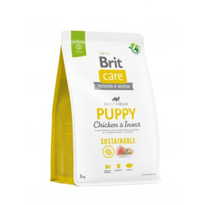 Сухий корм Brit Care Dog Sustainable Puppy для цуценят, з куркою та комахами, 3 кг Сухий корм Brit Care Dog Sustainable Puppy для цуценят, з куркою та комахами, 3 кг