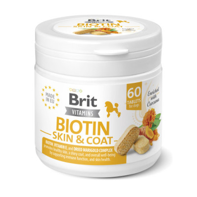 Вітаміни для собак Brit Vitamins Biotin Skin & Coat Care для шкіри та шерсті 60 таблеток Вітаміни для собак Brit Vitamins Biotin Skin & Coat Care для шкіри та шерсті 60 таблеток