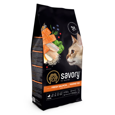 Корм сухий Savory Kitten rich in Fresh Salmon with Marine Fish для кошенят всіх порід зі свіжим лососем та морською рибою 2