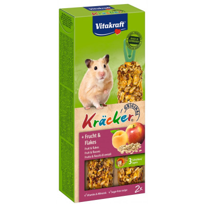 Ласощі Vitakraft Kracker Original Frucht Flakes крекер для хом_яків з фруктами та пластівцями 112 г / 2 шт Ласощі Vitakraft Kracker Original Frucht Flakes крекер для хом_яків з фруктами та пластівцями 112 г / 2 шт