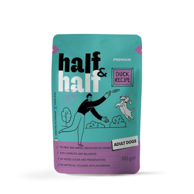 Корм вологий Half&Half Duck in Gravy for Adult Dogs шматочки качки в соусі для дорослих собак 100 г Корм вологий Half&Half Duck in Gravy for Adult Dogs шматочки качки в соусі для дорослих собак 100 г