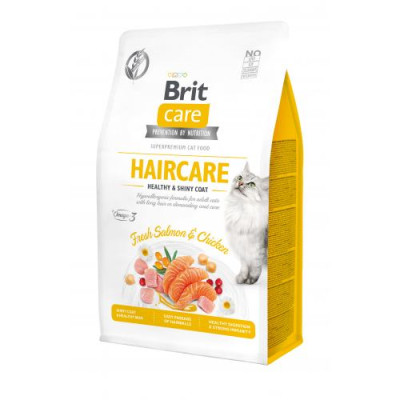 Сухий корм Brit Care Cat GF Haircare Healthy & Shiny Coat для котів, догляд за шкірою і шерстю, лосось та курка, 400 г Сухий корм Brit Care Cat GF Haircare Healthy & Shiny Coat для котів, догляд за шкірою і шерстю, лосось та курка, 400 г