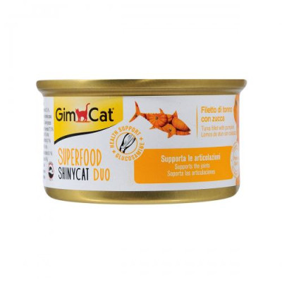 Вологий корм GimCat Shiny Cat Superfood для котів, тунець та гарбуз, 70 г Вологий корм GimCat Shiny Cat Superfood для котів, тунець та гарбуз, 70 г