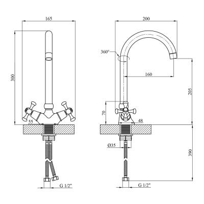 Змішувач для кухні Kroner KRM Rhein - C034 Змішувач для кухні Kroner KRM Rhein - C034