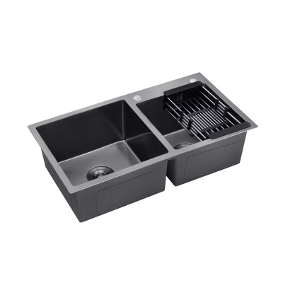 Кухонна мийка Kroner KRP Schwarze - 7843ZHM PVD (3.0/1.0 мм)