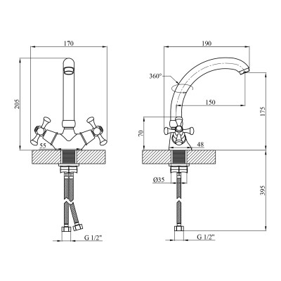 Змішувач для кухні Kroner KRM Rhein - C031 Змішувач для кухні Kroner KRM Rhein - C031