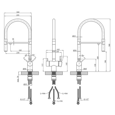 Змішувач для кухні з підключенням до фільтра Kroner KRP Edelstahl Klassisch - ESG03815WHI Змішувач для кухні з підключенням до фільтра Kroner KRP Edelstahl Klassisch - ESG03815WHI