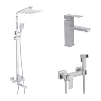 Набор 3 в 1 душова система Kroner Edelstahl Kubus-ESG063 + змішувач Edelstahl Kubus-ESG010 + змішувач Kroner Edelstahl Kubus-ESG052 Набор 3 в 1 душова система Kroner Edelstahl Kubus-ESG063 + змішувач Edelstahl Kubus-ESG010 + змішувач Kroner Edelstahl Kubus-ESG052