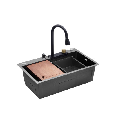 Кухонна мийка Kroner KRP Schwarze - SET7546HM PVD (3.0/0.7 мм) Кухонна мийка Kroner KRP Schwarze - SET7546HM PVD (3.0/0.7 мм)