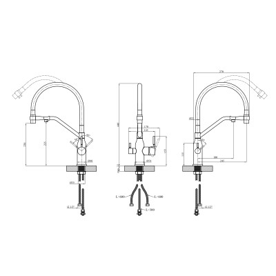 Змішувач для кухні Kroner KRP Kuche - C03816BLK Змішувач для кухні Kroner KRP Kuche - C03816BLK